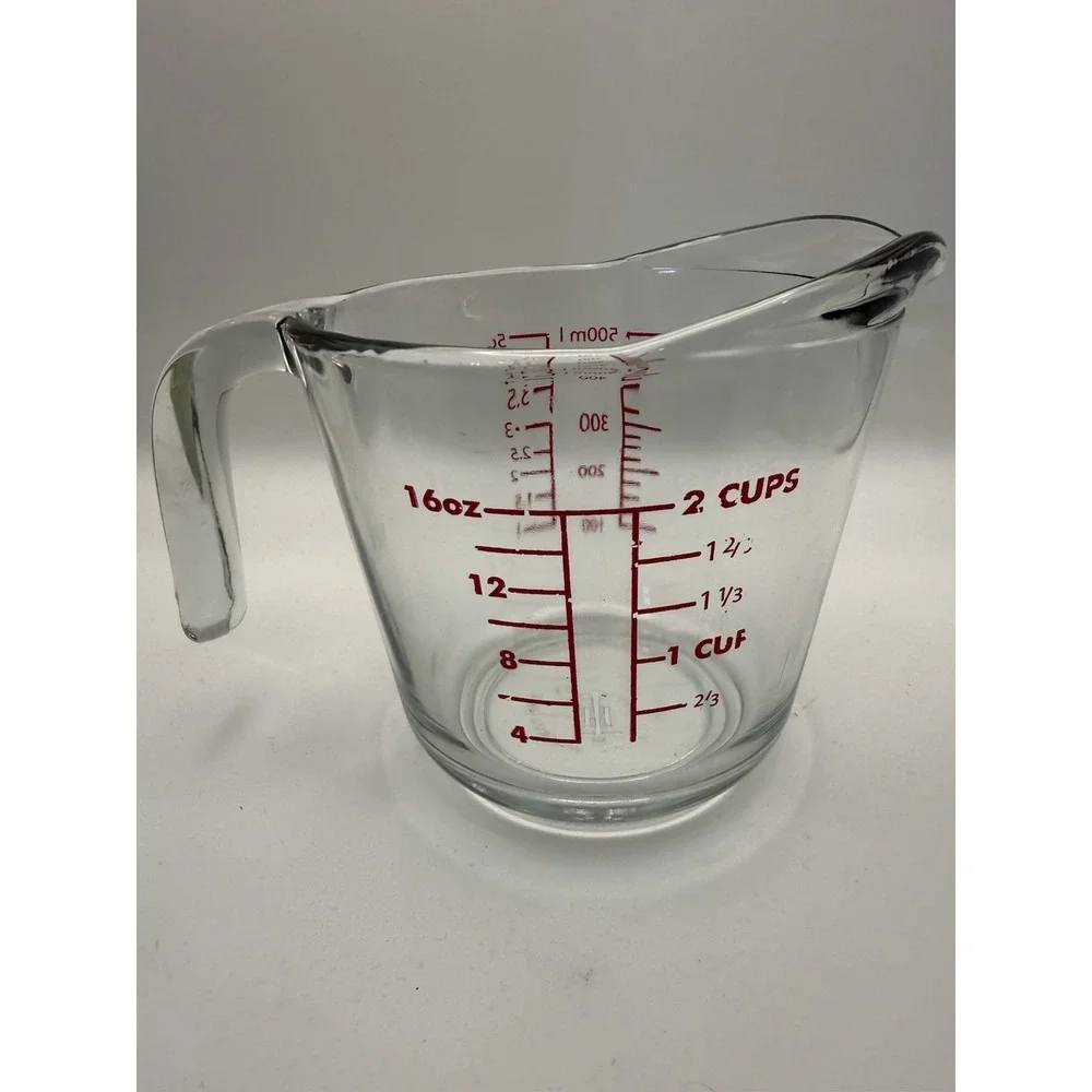 Anchor Hocking Fire King 2 Cup 16 Oz‎ Glass Measuring Cup Red Letters